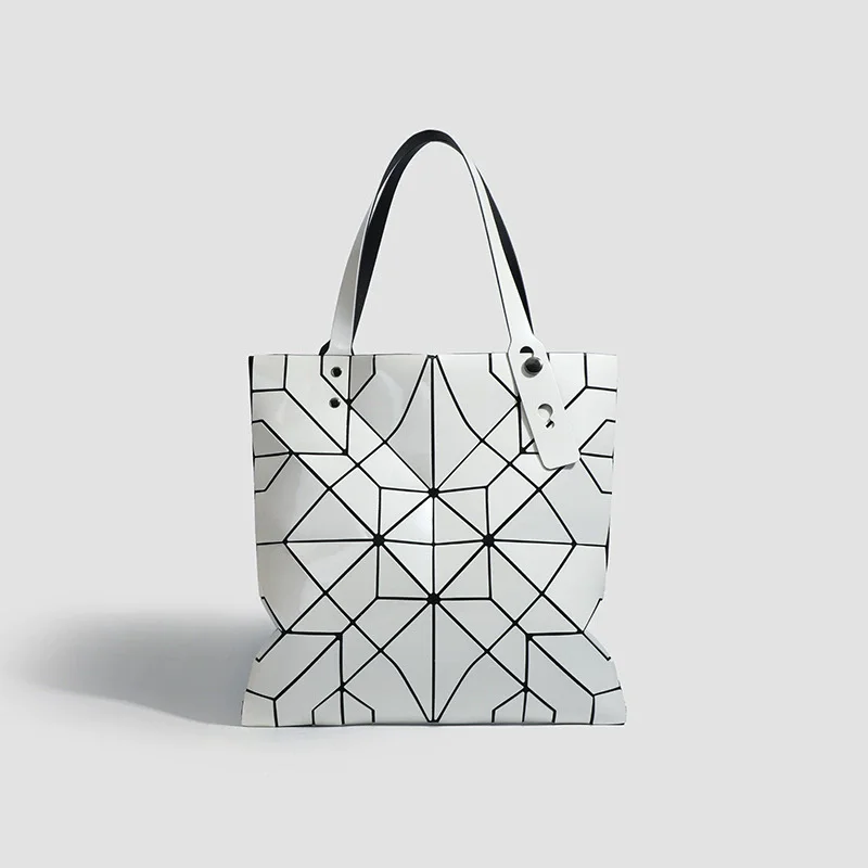 

Fashion Women's Geometry Handbag Fashion Geometric Lattic Folded Shoulder Totes Large Capacity Bags Girls Luxury Brand Design