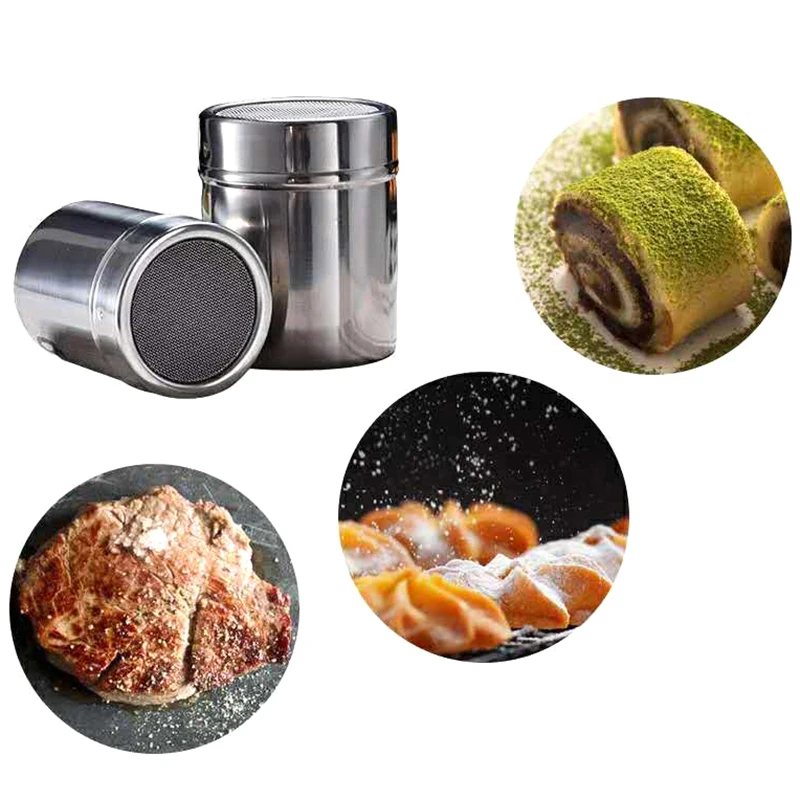 1Pc Stainless Steel Sprinkle Cocoa Cinnamon Sugar Gauze Mesh Jar Seasoning Bottle Fancy For Coffee Powder Duster