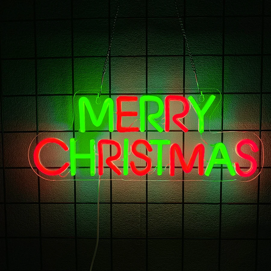 Eye-catching Merry Christmas  LED Neon Sign, USB Wall Light for Bedroom Living Room, Xmas Party Bar Shop Window Holiday Decor