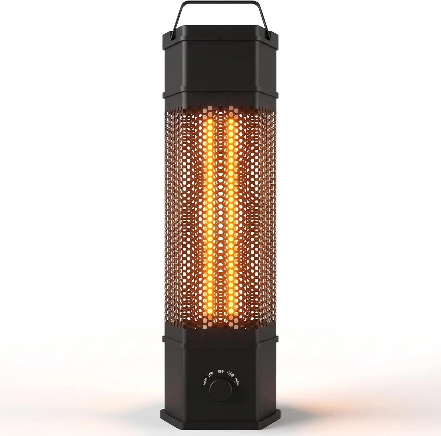 Electric 1500W Infrared Tower Patio Heater for Indoor and Outdoor Use, 360° All-Around Heating, Portable Space Heater with Tip-Over & Overheat Protection for Large Rooms, Backyards, Home