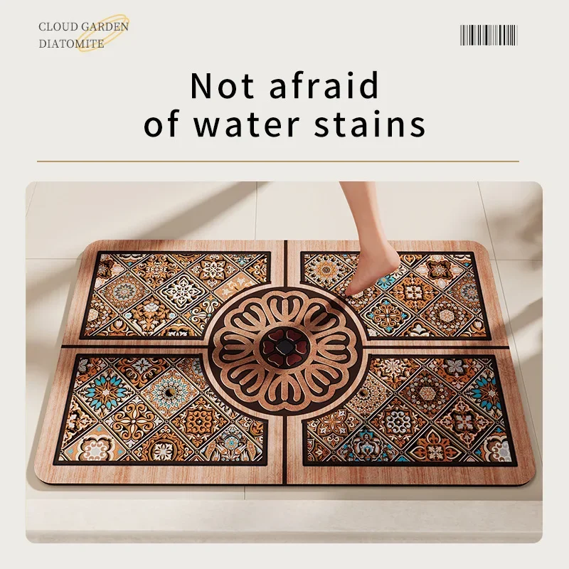 Non-Slip Silicone Backing, Absorbent and Quick-drying Bath Mat, Contains Diatomaceous Earth, Home Decor, Living Room Rugs