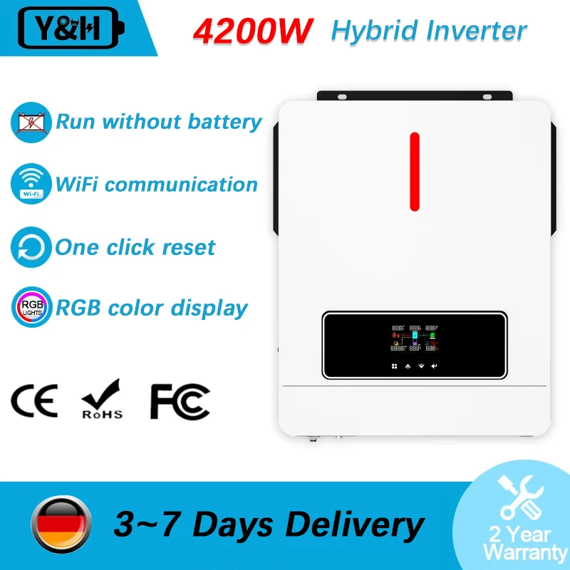 4.2KW Solar Hybrid Inverter 24VDC 220VAC Dual Output Power MPPT 120A Pure Sinusoidal Off/On Grid Hybrid Solar Charge Controller