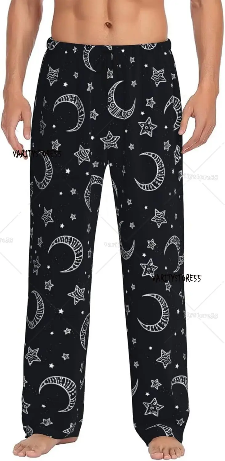 

Stars and Moons Mens Pajama Pants Comfy Lounge Pants Casual Pajama Bottoms