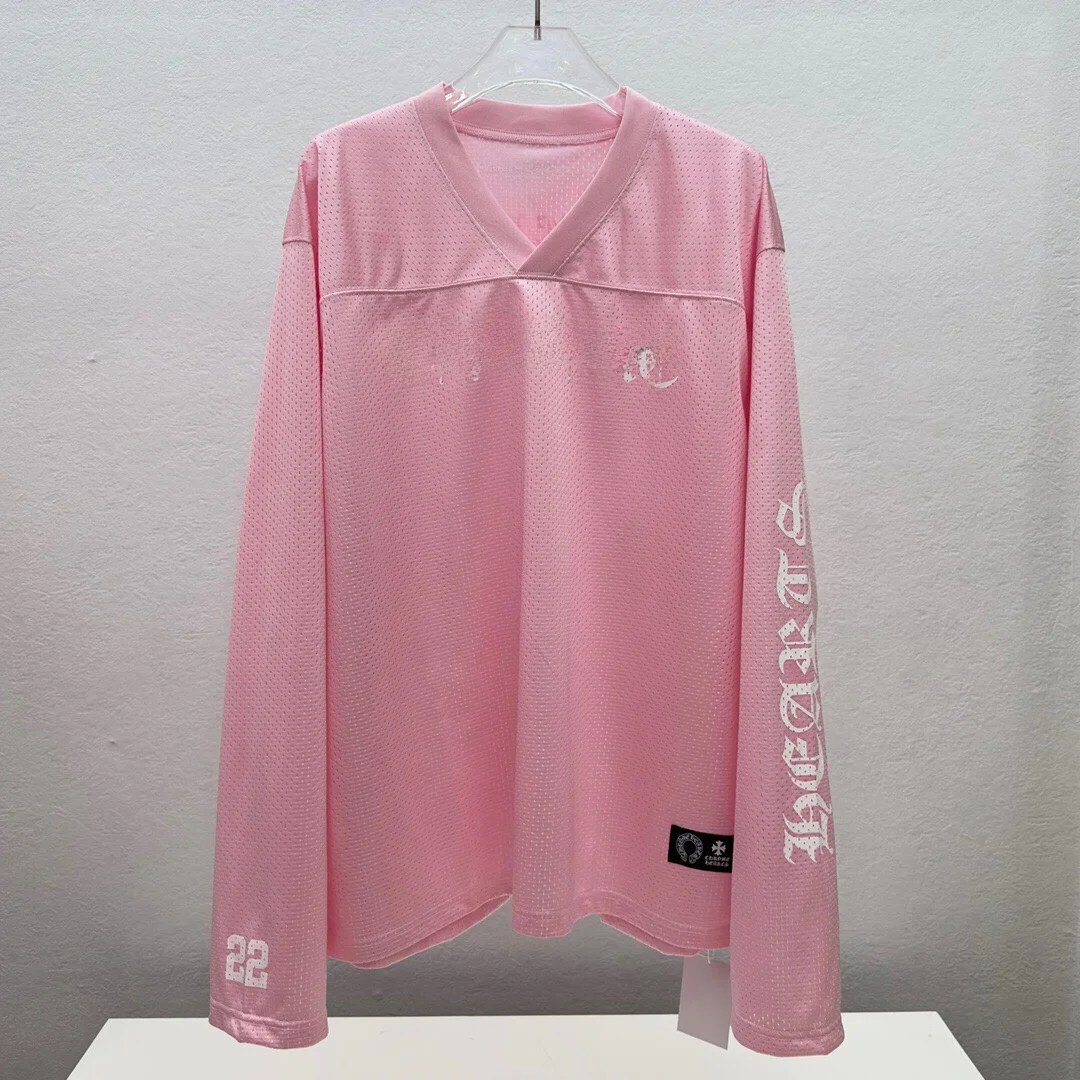 

New Faion Brand Sanskrit Letter Print Pink Me Long Sve T-irt ex Sports Ice Hoey orm Loose Fit Cotton Crew ...