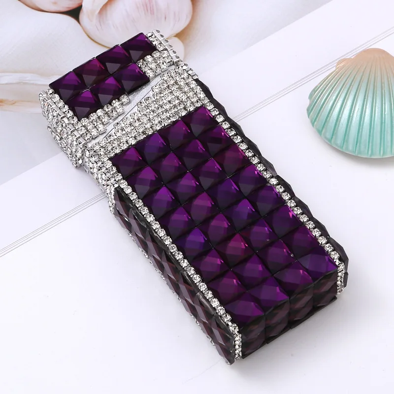 Sparkling Diamond Cigarette Case with Automatic Cover for 20 Slim Cigarettes - Creative Gift for Women