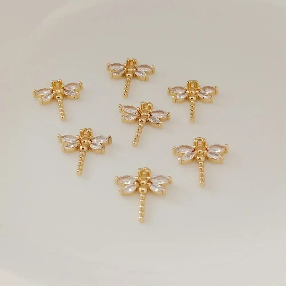 إكسسوارات مطلية بالذهب عيار 14 قيراط، قلادة اليعسوب الزركونية، قلادة، سوار، قلادة، مواد مجوهرات يدوية الصنع