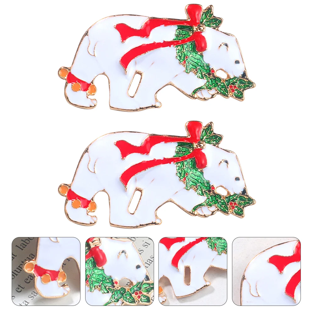 

2Pcs Christmas Brooch Colorful Animal Xmas Lapel Pins Alloy Material Fashion Accessories Ideal Daily Use Matching Sweater