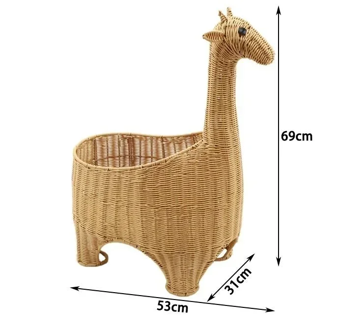 Pure Hand-woven Pppe Rattan Creative Cartoon Giraffe Storage Basket Household Snack Storage Basket