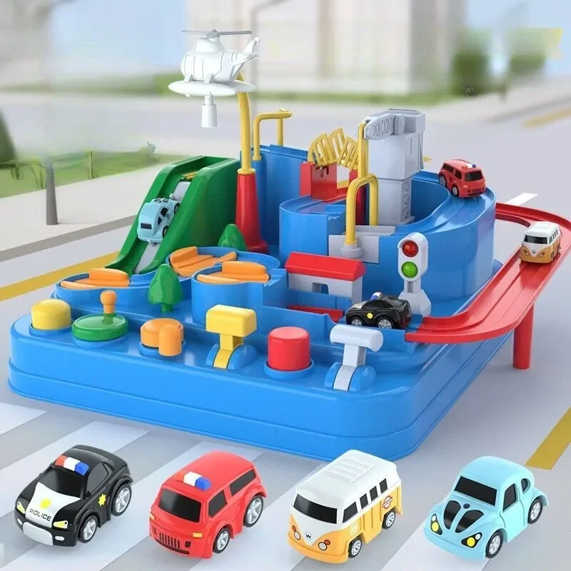 Children's Electric Rail Car Challenge Adventure Small Train Rail Car Parking Lot Inertial Sliding Children's Puzzle Toy