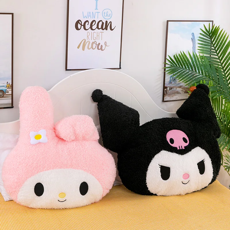 55*50cm sanrio novo brinquedo de pelúcia kuromi preto rosa minha melodia boneca sofá almofada confortável pele-amigável lance travesseiro boneca presente