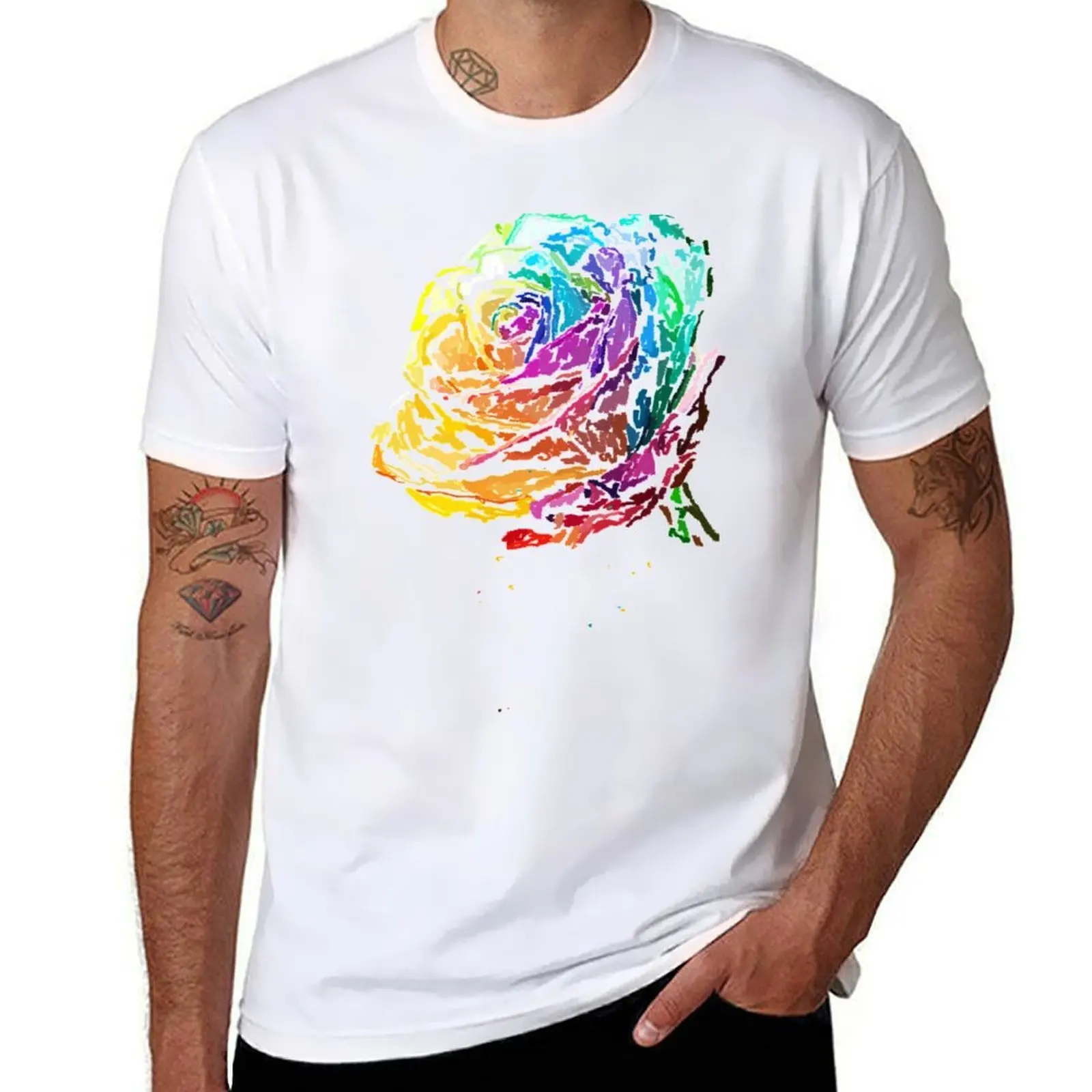 

Rainbow Rose T-Shirt t shirts for man cotton soft funny t shirts dark humor T-Shirt