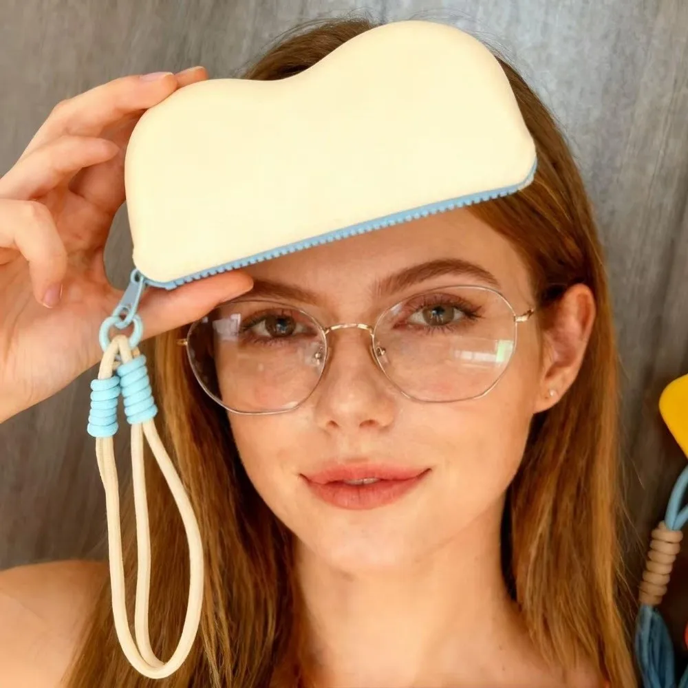

Soft Silicone Silicone Glasses Bag Waterproof Lightweight Sunglasses Storage Bag Candy Color Zipper Closure Eyeglasses Case
