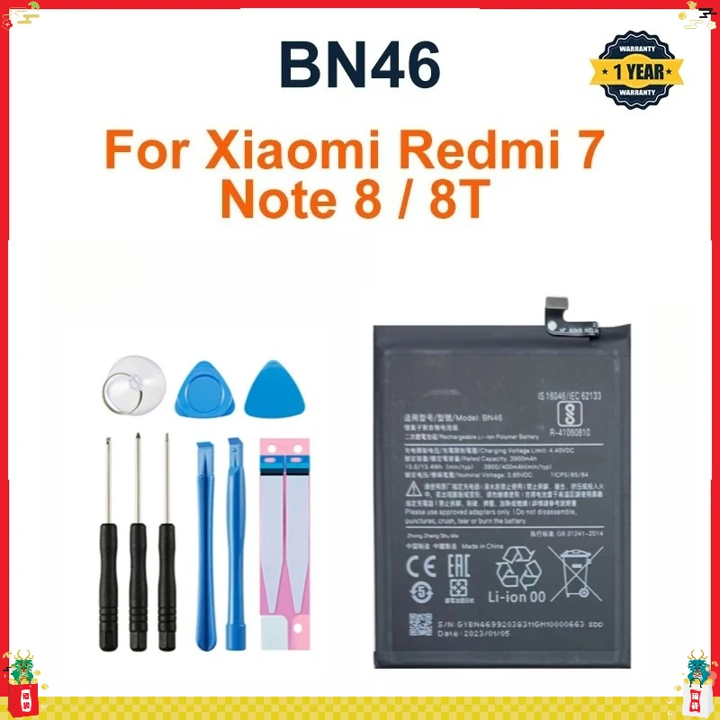 4000mAh BN46 Suitable for Xiaomi Redmi Redmi 7/Note 8T/Note 8 Large‑capacity Free Toolkit for Replacement Mobile Phone Battery