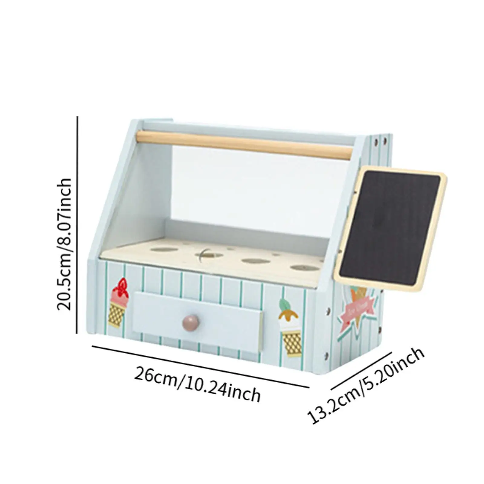 Juego de mostrador de helado de madera, accesorio de cocina para niños en edad preescolar