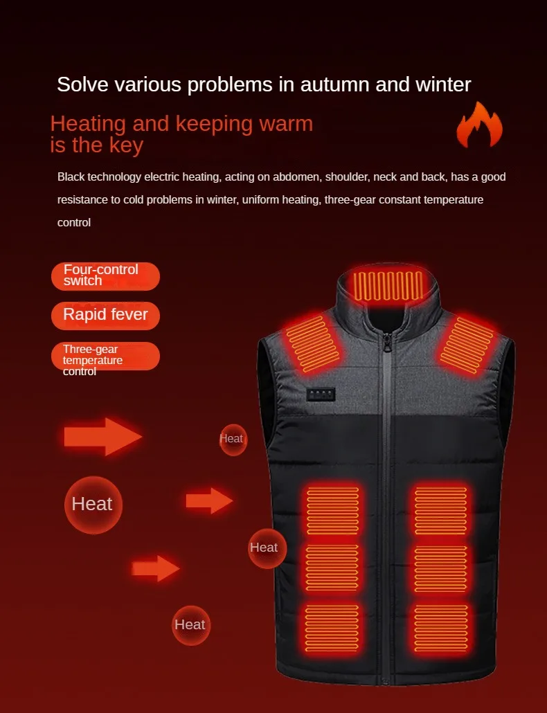 Men Women Heat Vest 21 Zone Washed Heated Jacket Smart Electrical Heated Coats Self Heated Skiing Jackets Keep Warm Accessories