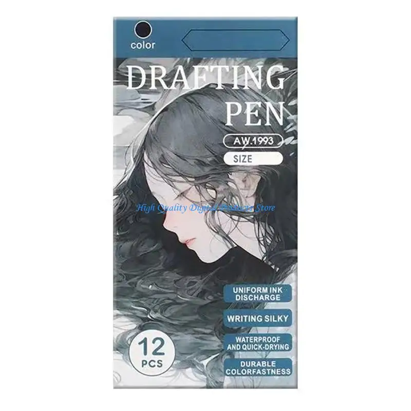 U2JE 12Pcs Fine Line Black Markers For Artists Featuring Fade Resistant Formula