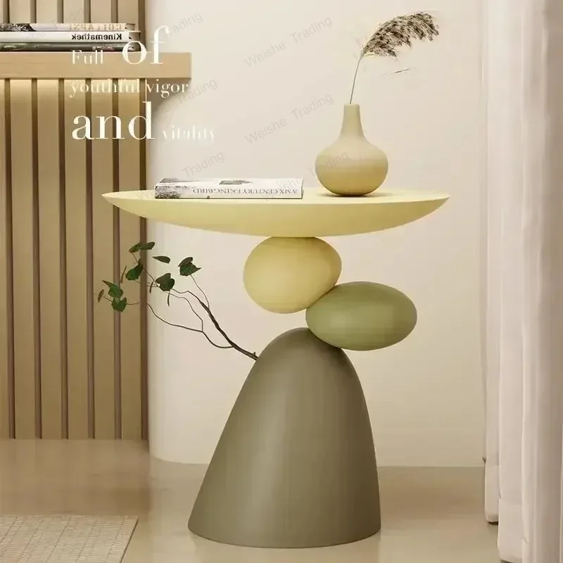 New Designer Cream Style Coffee Table, High Sense Sofa Side Table with Storage for Living Room Home Decor