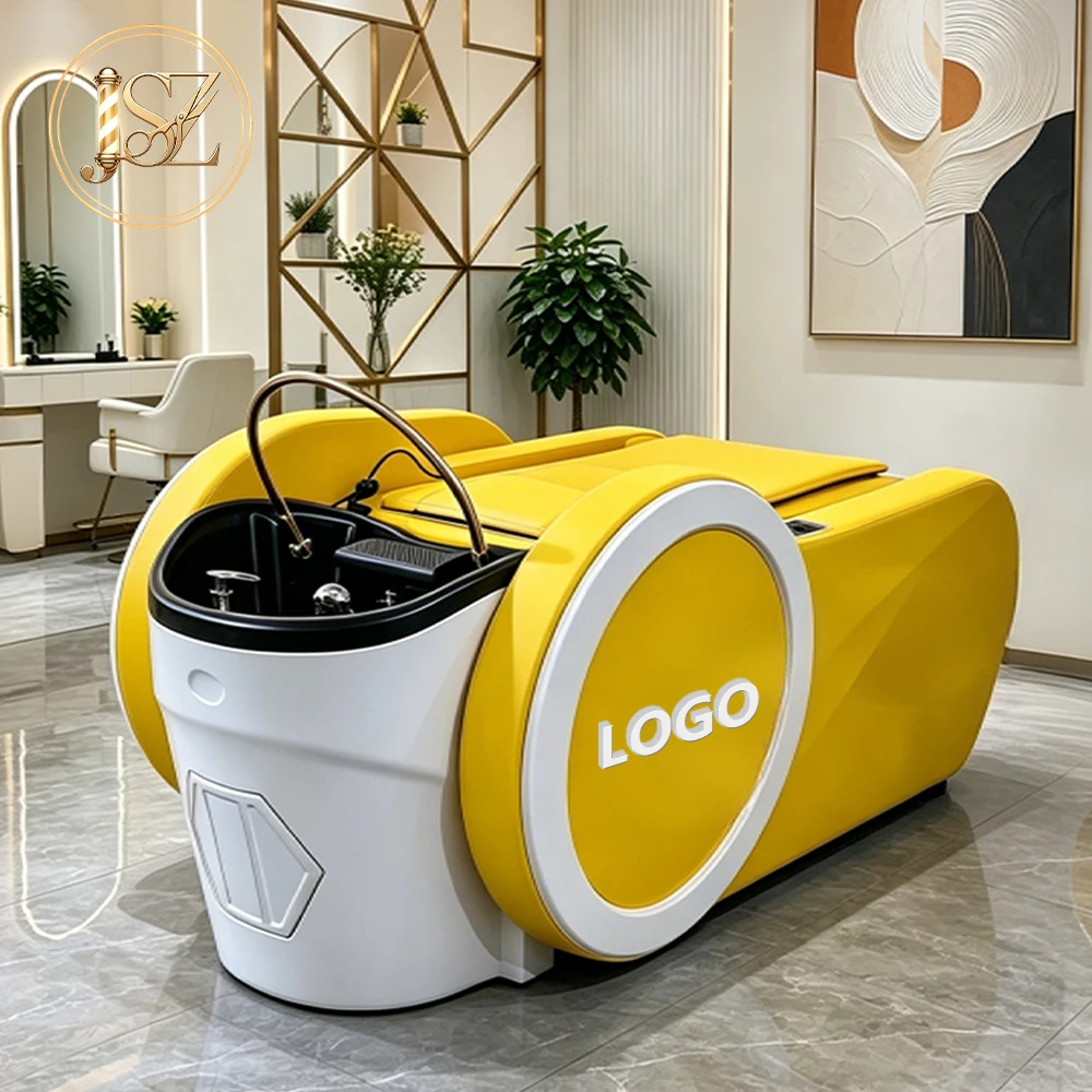 Commercial Luxury Electric Heating Shampoo Bed Soft Waterproof Leather Head SPA Massage Hair Washing Bed for Salon Beauty Use