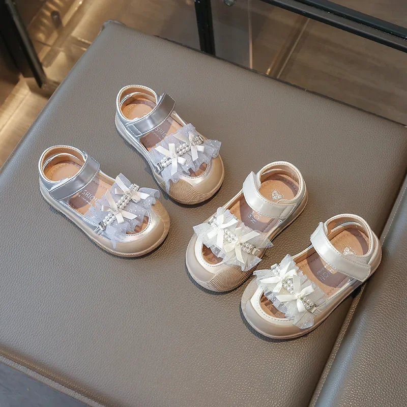 

Elegant Toddlers Girls Fashion Sandals Summer New Princess Sweet Children Lace Pleated Sandals Lolita Kids Wedding Party Sandals
