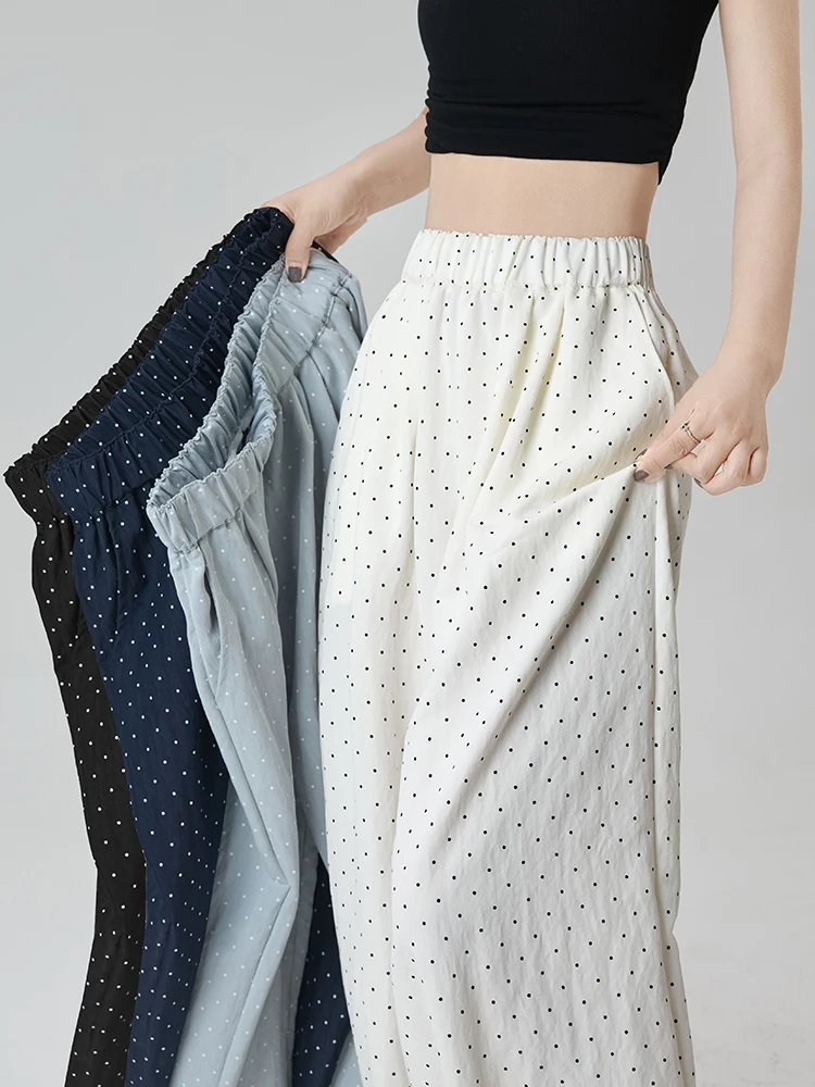 

High Waist Loose Polka Dot Straight Leg Pants Women's Summer New Sle Dra Thin Wide Leg Casual Pants Versatile Casual Pants