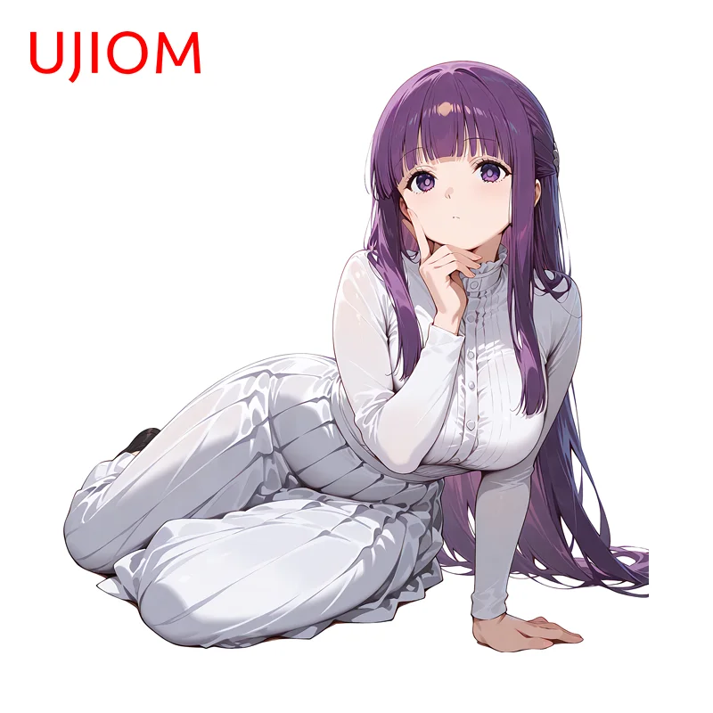UJIOM Fern Seductive Big Chest Girl Wall Sticker Sitting Posture Occlusion Scratch Graffiti Decal Computer Case Decoration