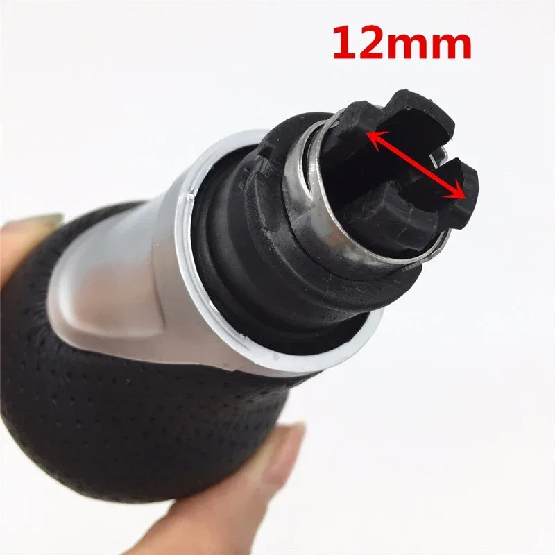 6 Speed 12MM Car Manual Gear Shift Knob For Audi A6 C6 2004-2012 Black Silver Plastic PU Leather Auto Transmission Lever