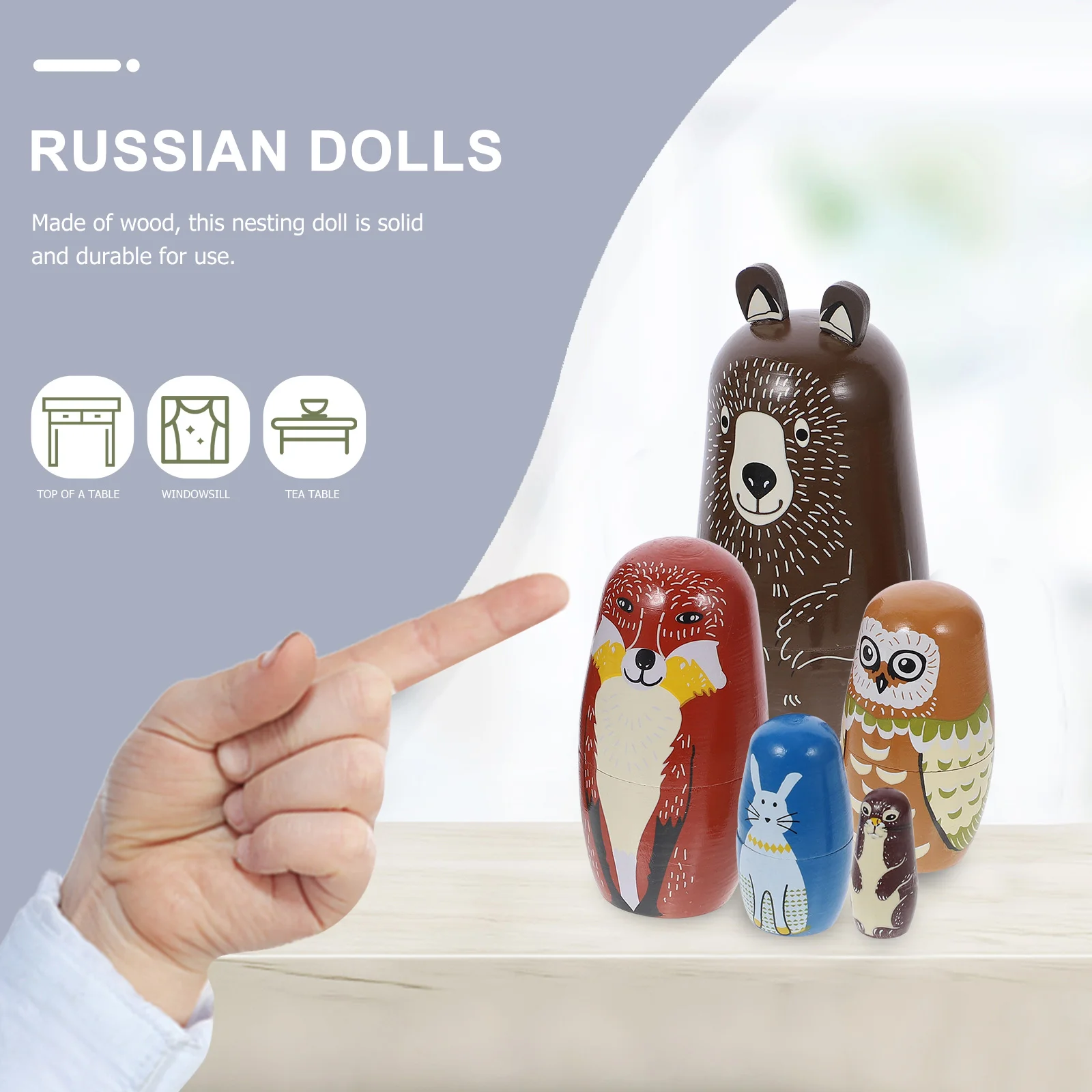 5 Pcs Nesting Dolls Adorable Brown Bear Russian Stacking Dolls Collection Toy nesting bear dolls russian dolls