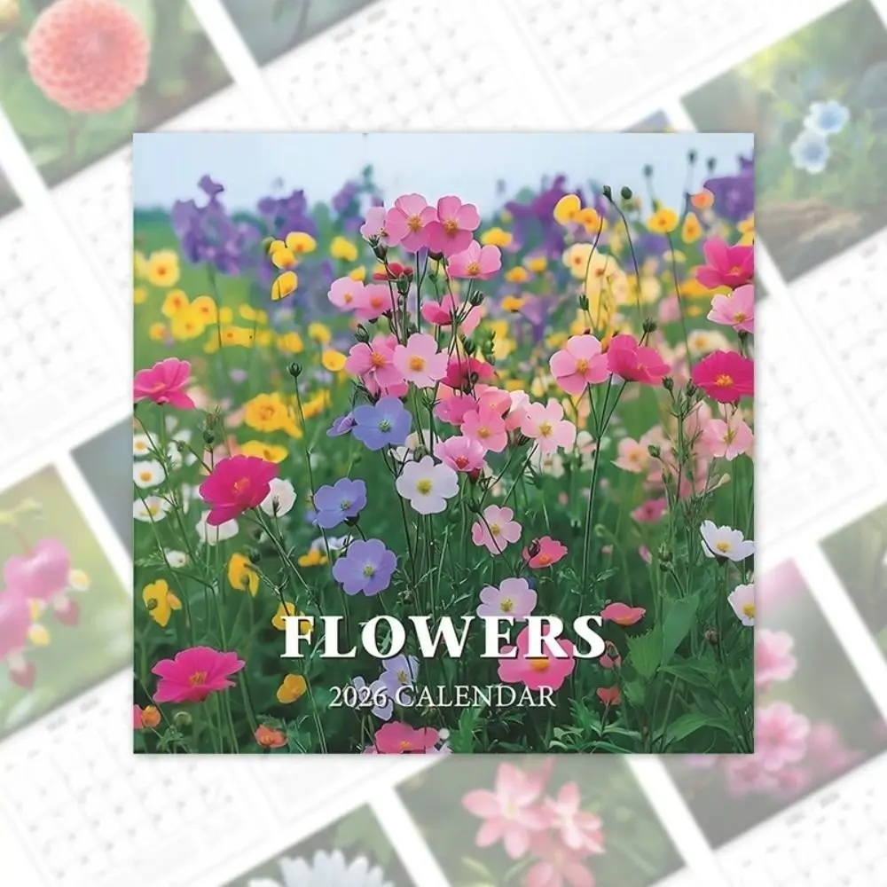 12 Month Flowers Themed Wall Calendar Thick Paper Decorative Floral Design Calendar Wall Hanging Planner Calendar Home Decor