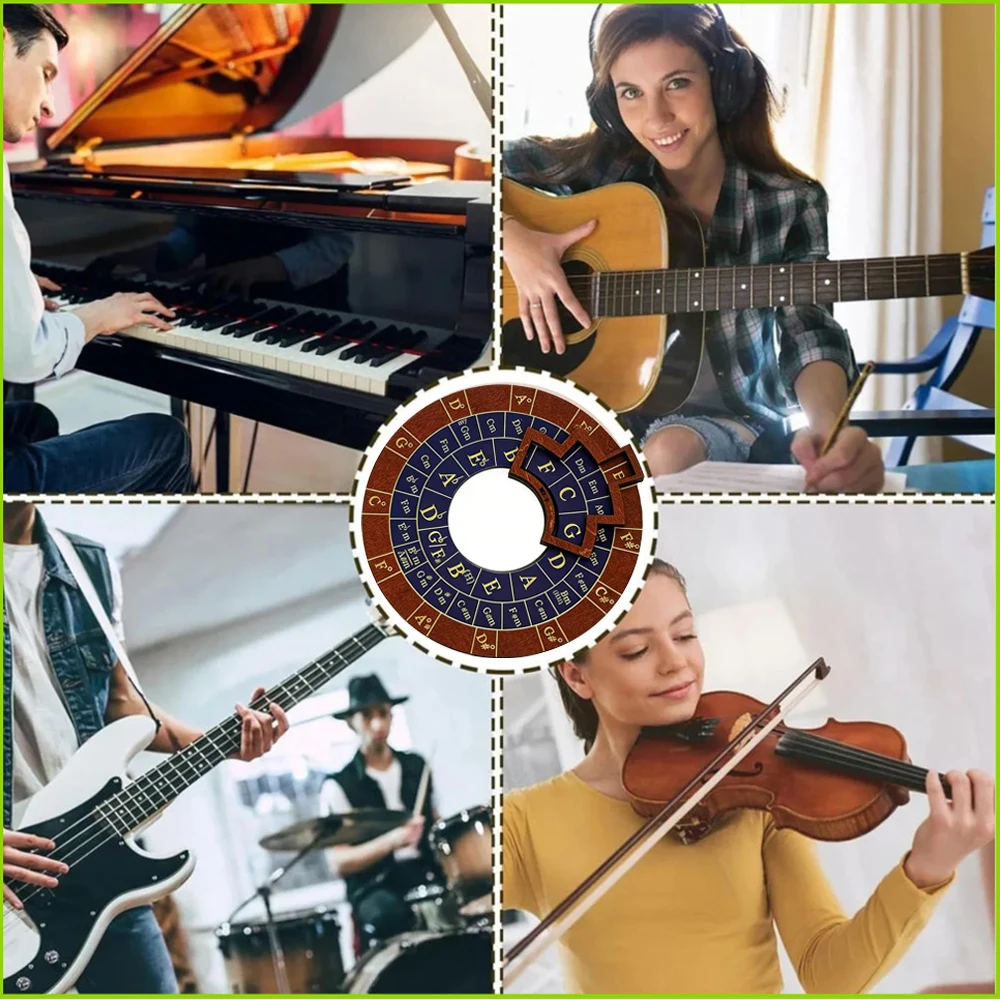 Holz-Melodiewerkzeug, rundes Fünftkreisrad, Melodie-Akkordwerkzeug, Musik-Transponierzubehör für Musiker, Anfänger und Songwriter. – Detail 4