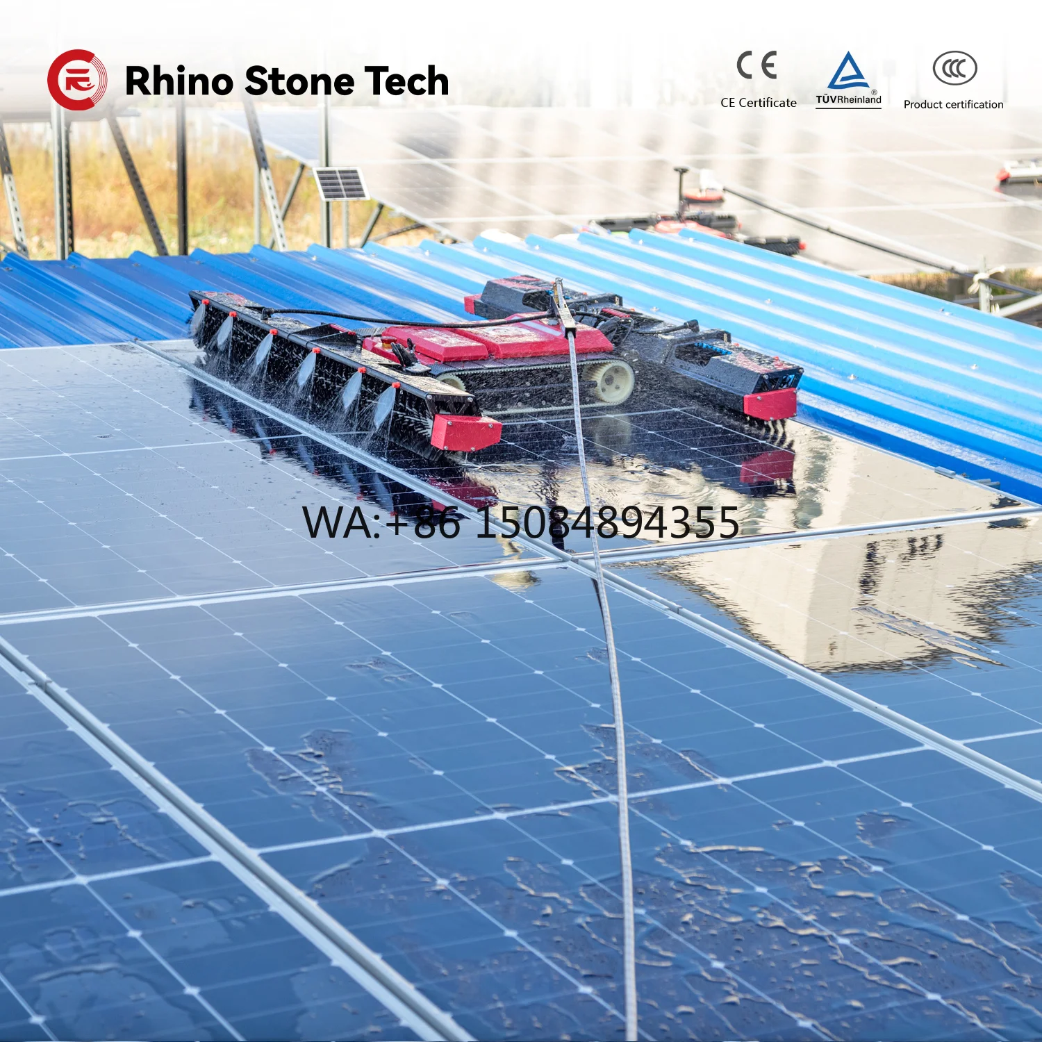 Factory Supply Automatic Water Fed  Washing Photovoltaic Clean Machine Solar Panel Cleaning Robot for Industrial Solar Farm
