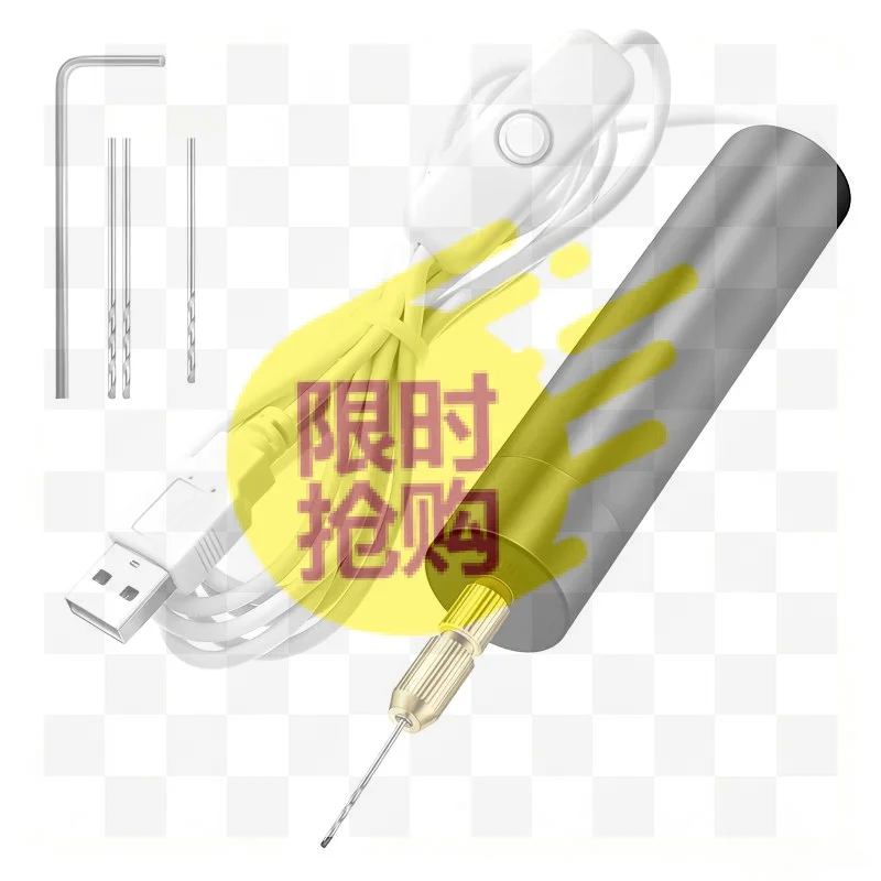 【HBA】USB Powered Mini Portable Electric Drill With 3 Drill Bits Stable Performance For DIY Craft Jewelry Resin Drilling