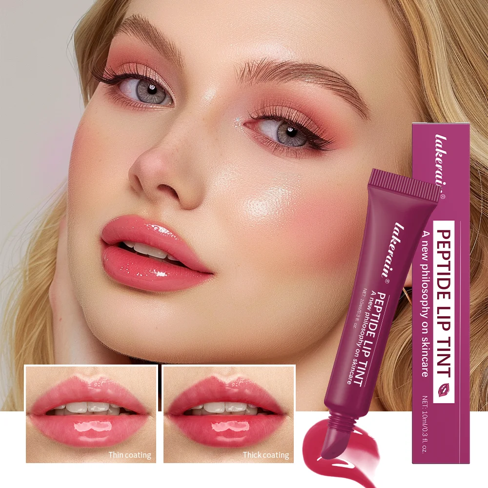Getinte lippenbalsemset - 4-delige peptide hydraterende lippenbalsem, gelei lippenbalsem, Valentijnsdag lipmake-up cadeau voor vrouwen