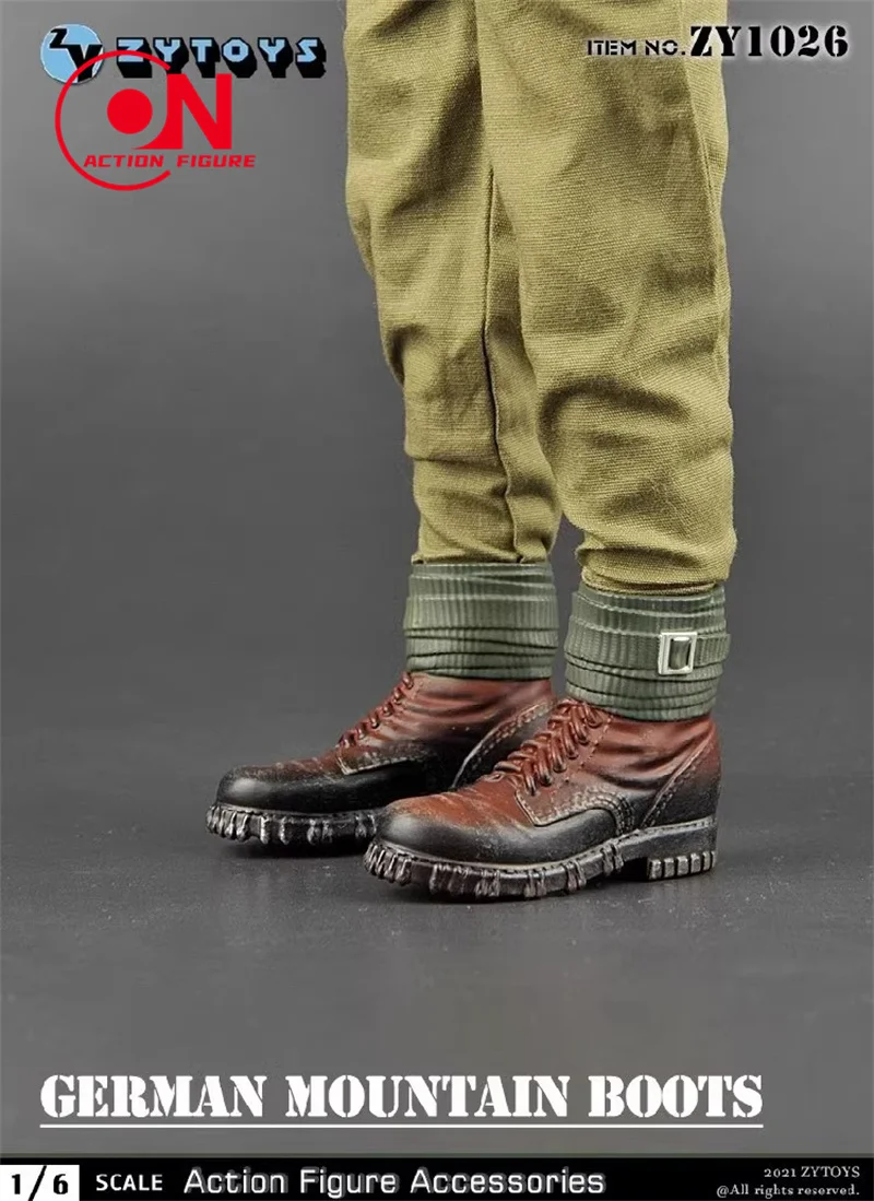 ZY1026 Escala 1/6 Soldado Masculino Segunda Guerra Alemão Botas de Combate de Montanha Modelo Para Boneca de Figuras de Ação de 12 ''