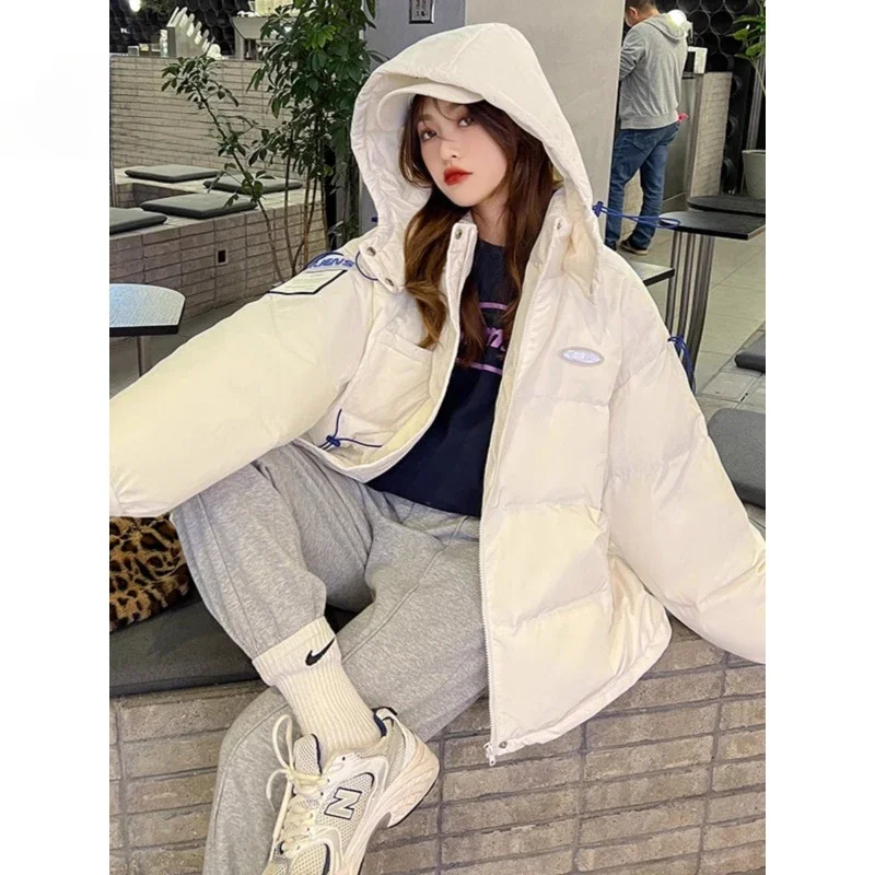 This Winter's Popular Women's Loose Hooded White Duck Down Bread Jacket Is Super Beautiful