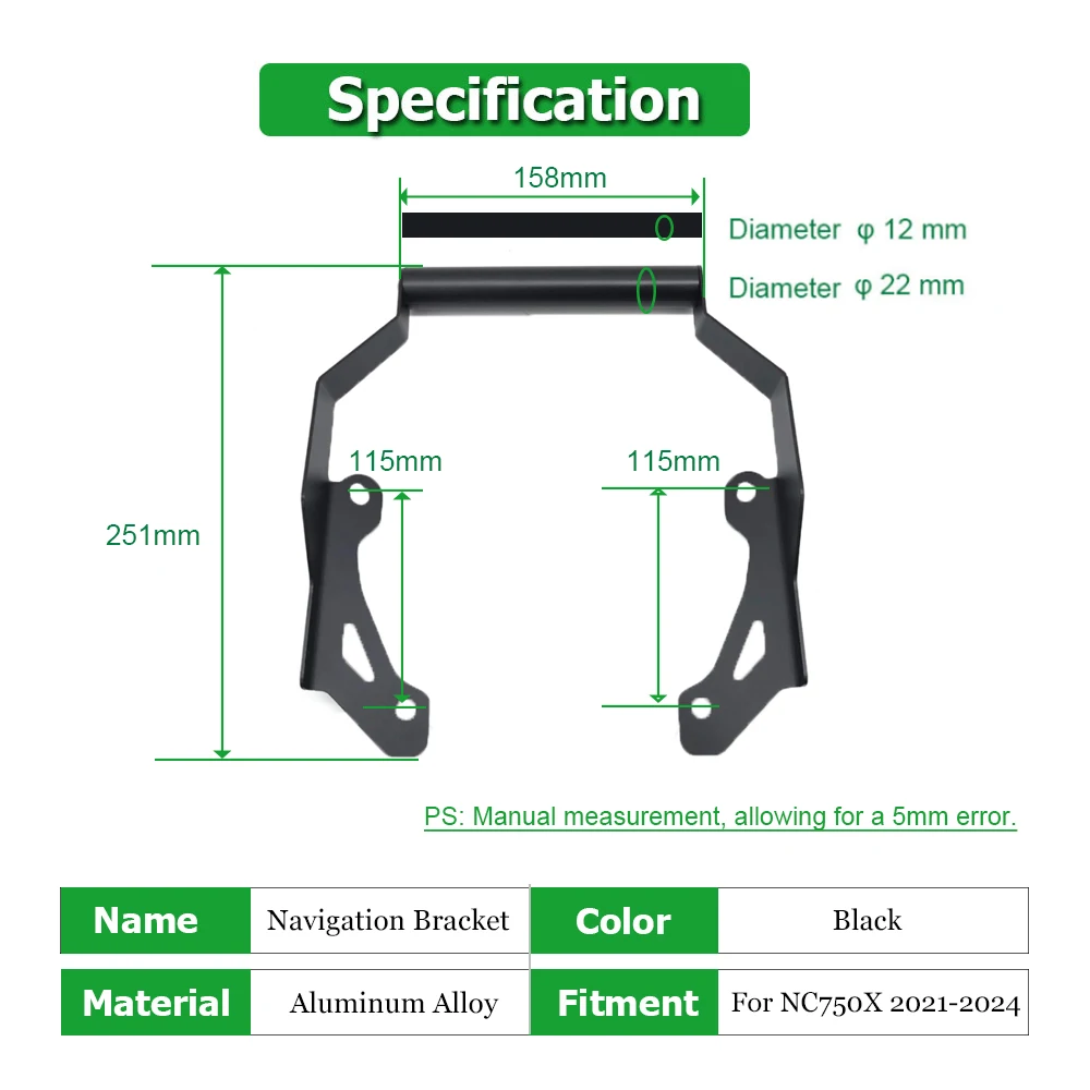 For NC750X 2024 Motorcycle Extend 12/22MM Navigation Bracket Phone Mount Stand Support Holder For NC750 X NC 750X 2021 2022 2023