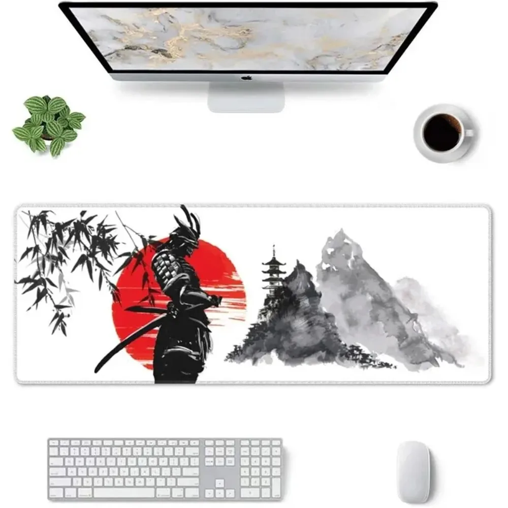 Japanese Samurai Tree Sun Desk Mat | Non-Slip Natural Rubber Gaming Mouse Pad for Office Laptop Christmas Gift