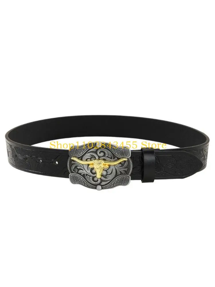 

49MC Ремень с пряжкой Ремень Ковбойский ремень Винтажный ремень в стиле вестерн Кожаный ремень