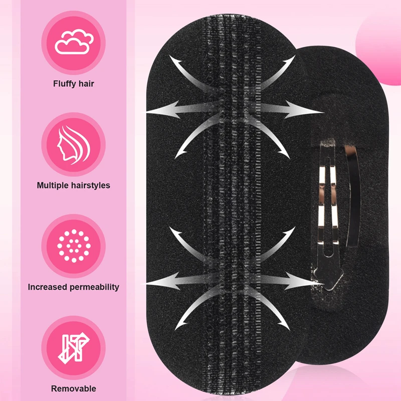 AAAC-2 stuks zwarte spons haarclip volume bumpit vulling broodje opgestoken
