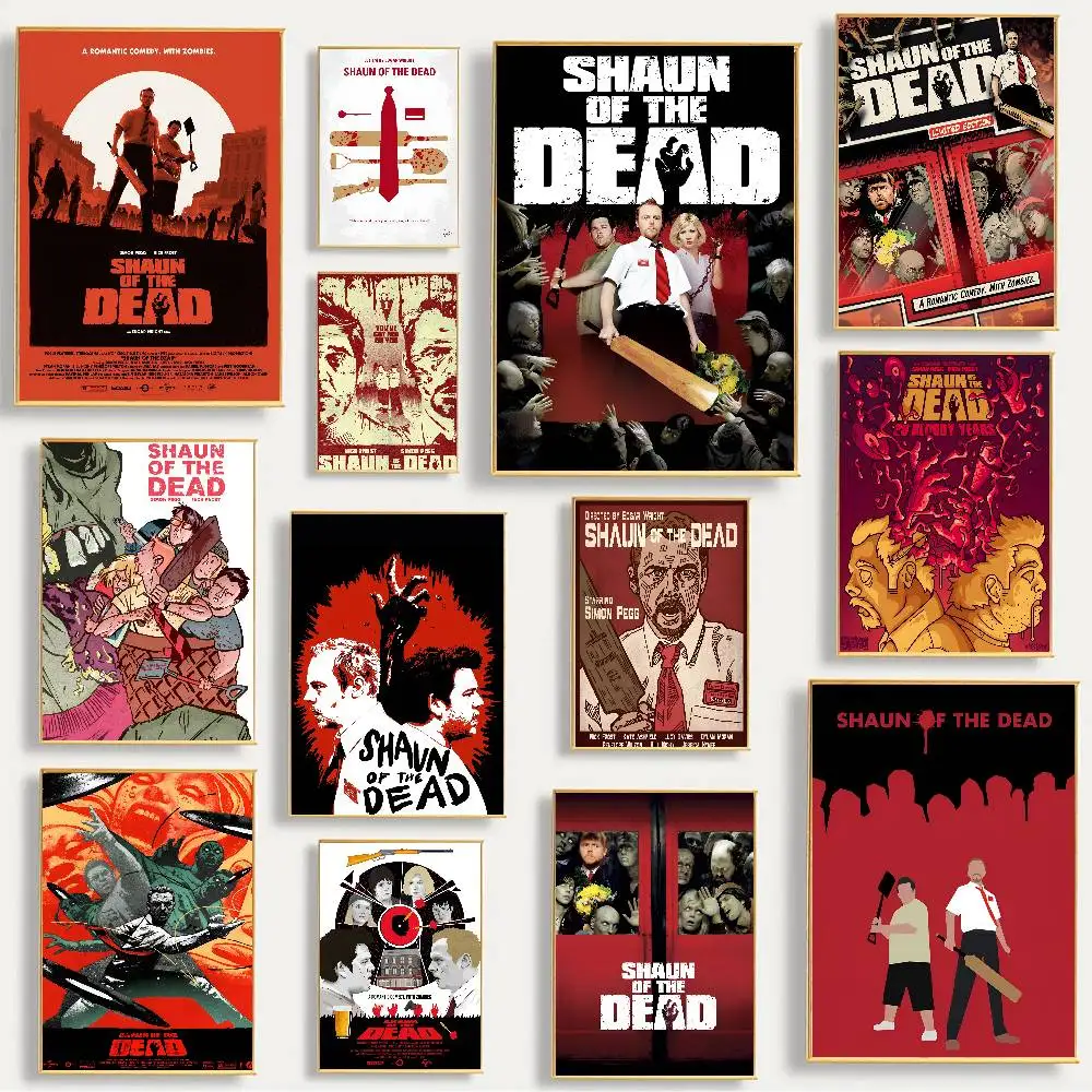 Póster autoadhesivo de película de comedia de terror S-Shaun Of The Dead, arte para entrada de habitación, restaurante, decoración de pared, pintura artística