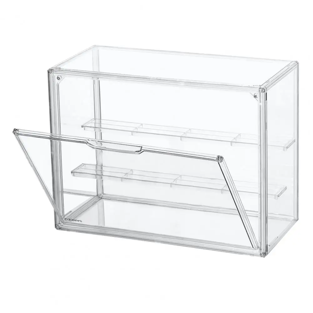 Estante de exhibición de acrílico transparente, Vitrina con divisores extraíbles, puerta magnética para almacenamiento a prueba de polvo, fácil organización