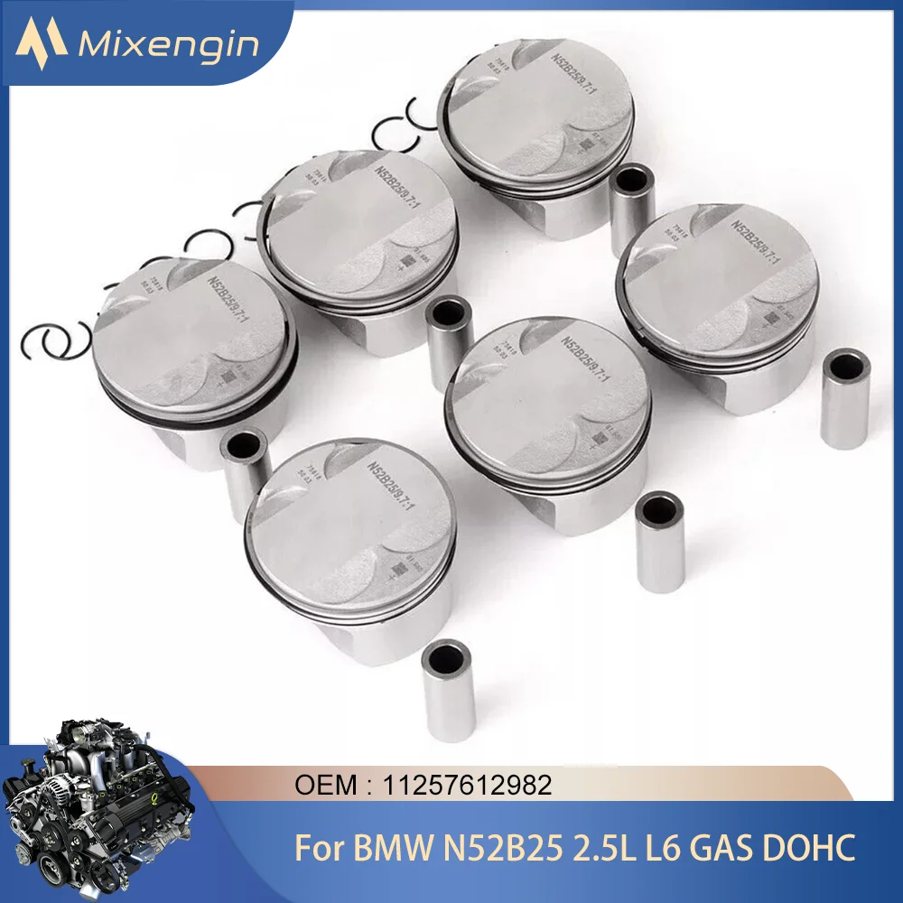 Auto Engine Parts 6pcs Piston & Ring Kit STD Φ82mm For BMW 2.5L L6 GAS DOHC N52B25 X1 X3 Z4 323i 325i 520i 523i F10 2002-2016
