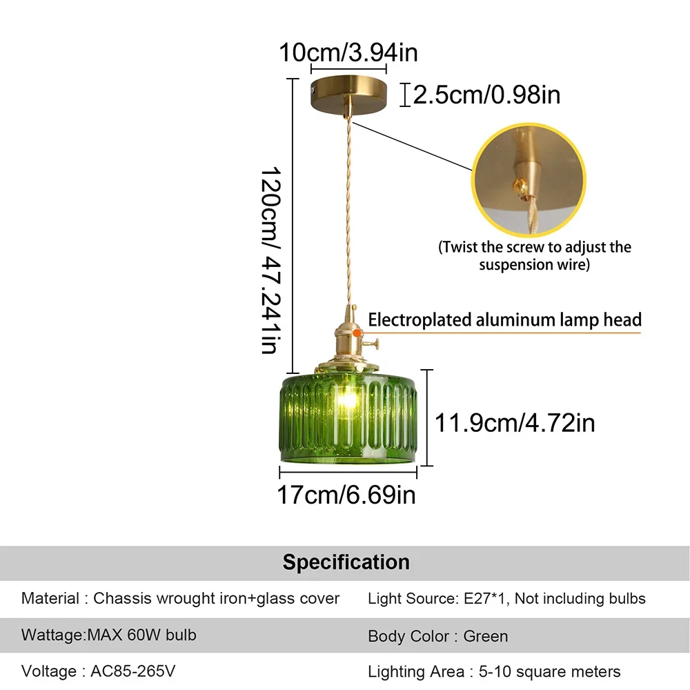 Led Crystal Pendant Light Green Chandelier Modern Hanging Ceiling Lamp Fixture Aisle Dining Room Kitchen Island Retro Home Decor