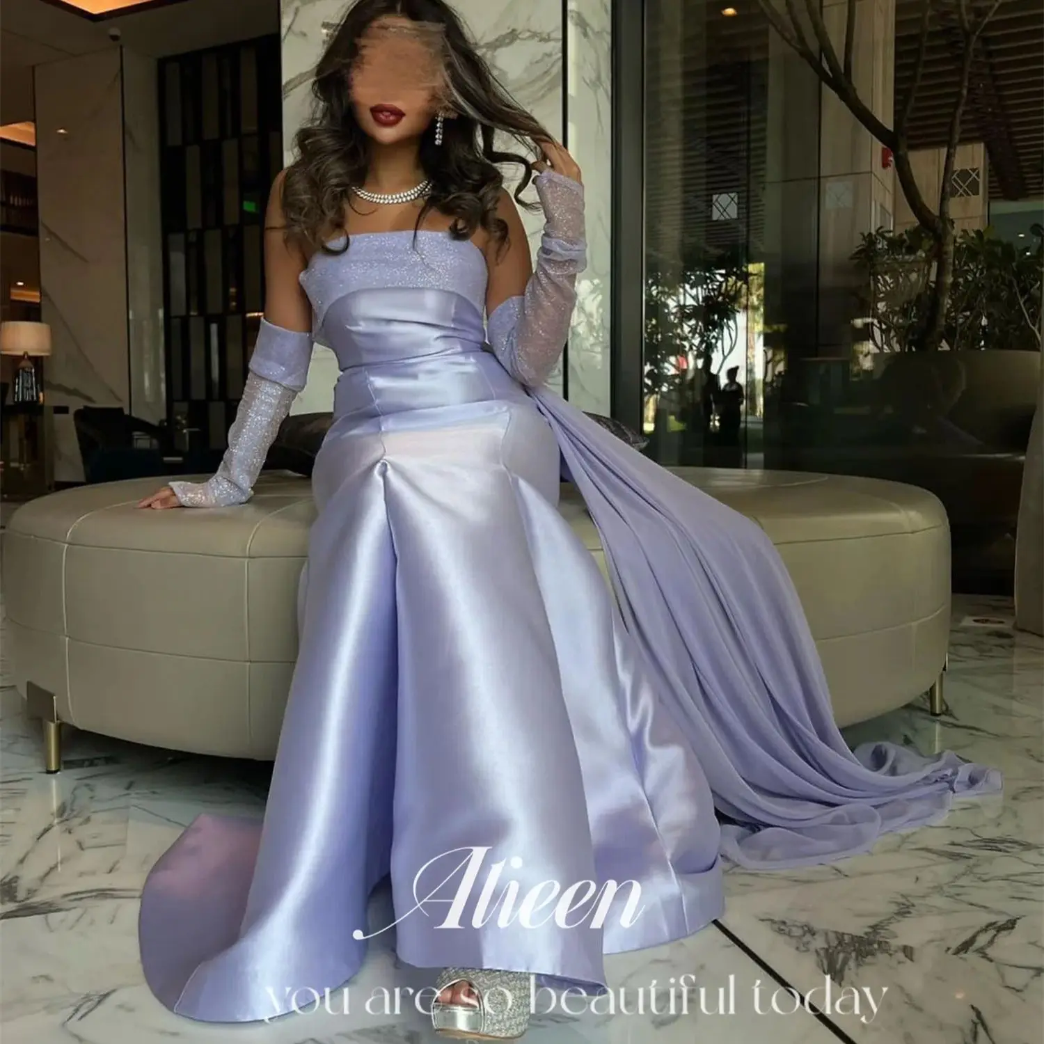 

Aileen Off the Shoulders New in Dresses for Special Occasions Prom Dresses 2025 Satin Party Dress Purple Long Sleeves Customized