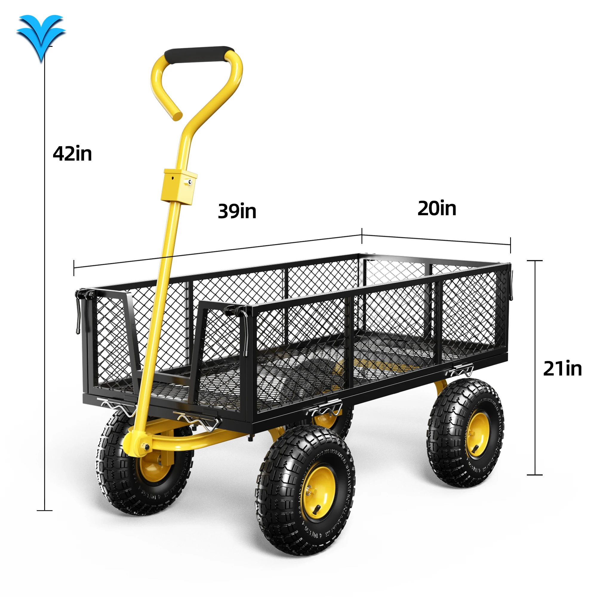 YDC-2503 لوحة إطار شبكي مسطحة محمولة بأربع عجلات قابلة للطي لوازم الحدائق عربة يدوية للتخييم في الهواء الطلق والشاطئ #1