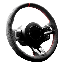 Alfanxi Hand Stitch Alcantara Steering Wheel Cover Compatible with Ford Mustang Mustang GT Shelby GT350 GT500 2015-2021