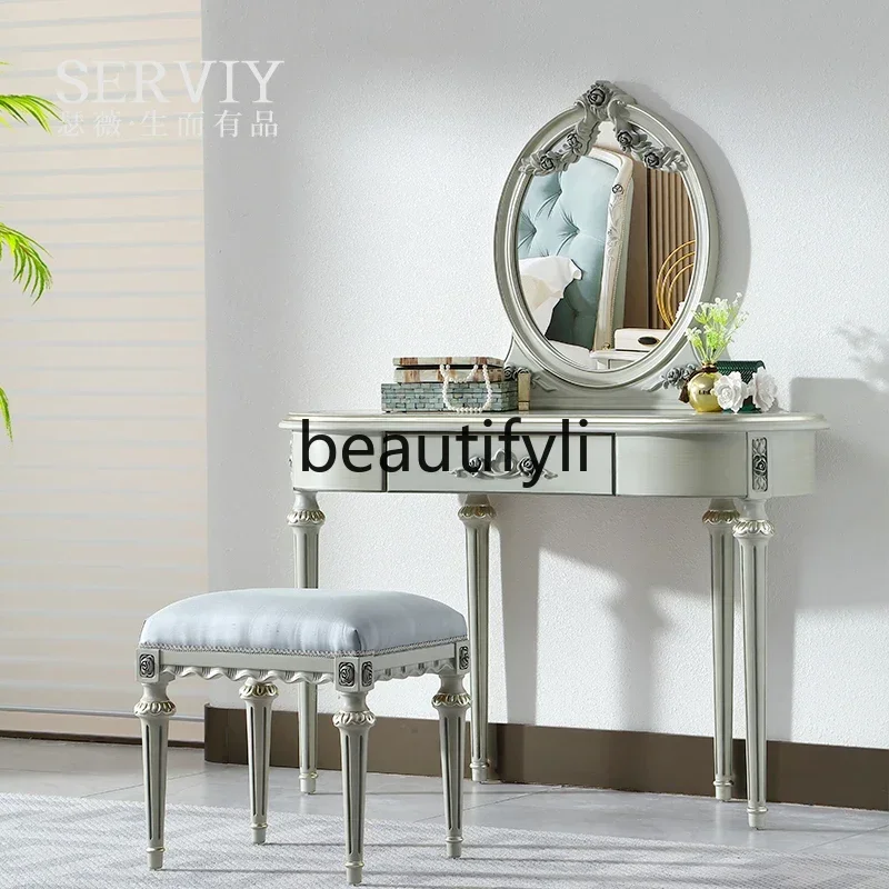 

ff French light luxury solid wood with carved dresser cloakroom master bedroom small dressing table