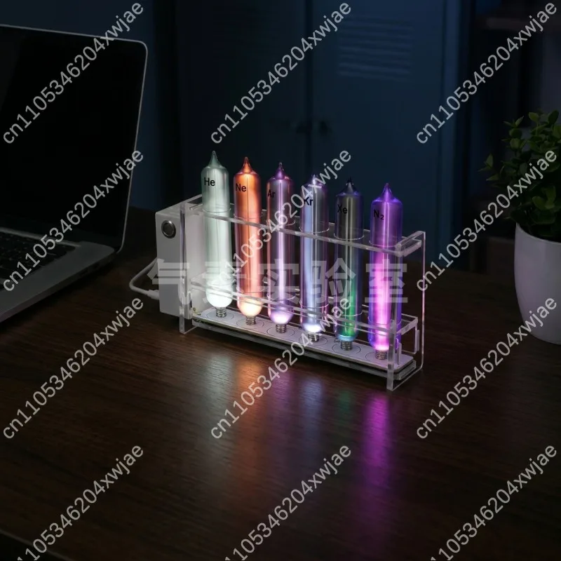 Noble Gas Discharge Tube Set Helium Neon Argon Krypton Xenon Glow Lamp for Science Education Periodic Table Desktop Decor
