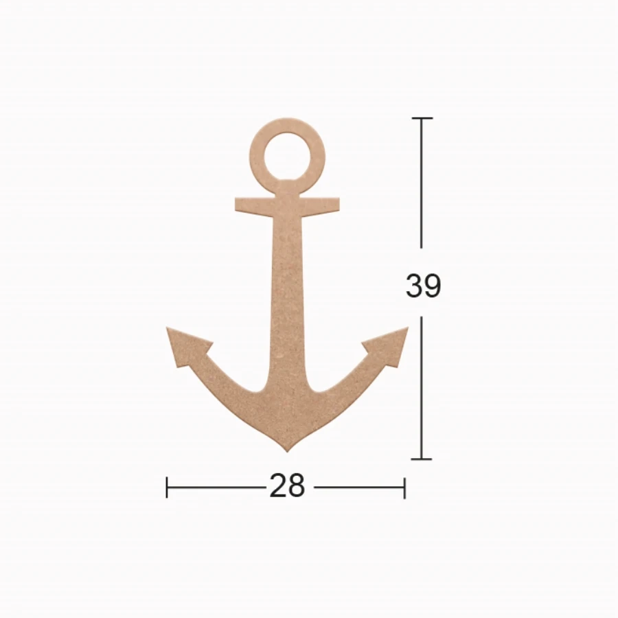 DS91 Decorative Wall Ornament Anchor, Raw Wood Mdf Trim