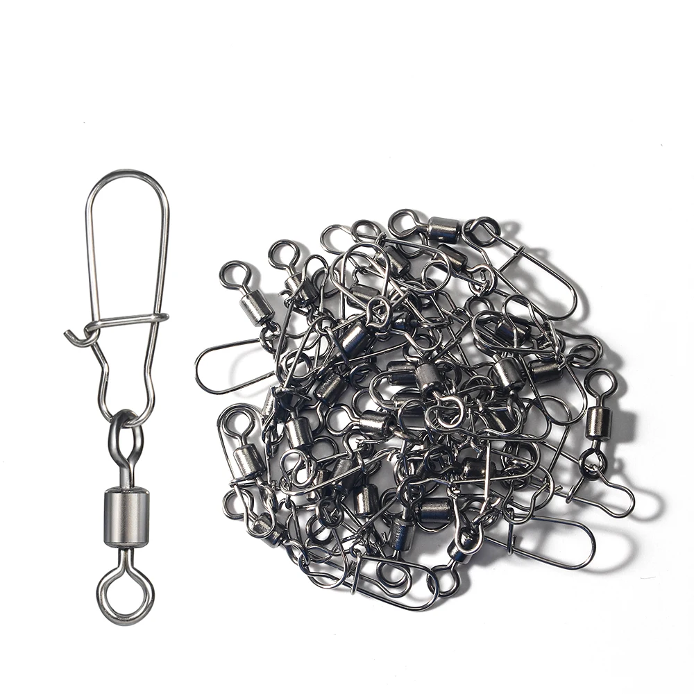 DNDYUJU 2/0#-12# StainlessSteel Fishing Connector Pin Bearing Rolling Swivel Snap For Lure Hook Fishing Tackle Accessories Tools image 4