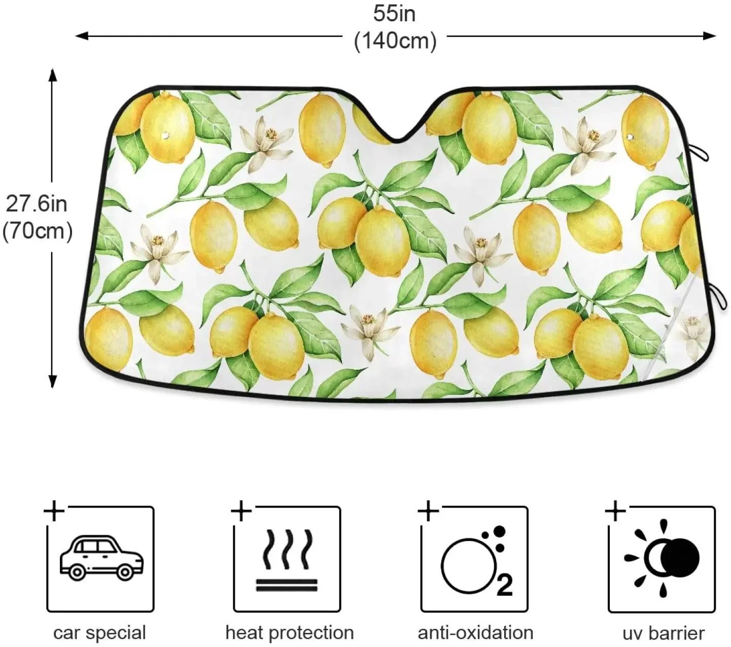 Солнцезащитный козырек Dussdil с лимонными цветами для автомобиля, солнцезащитный козырек с желтыми фруктами и листьями, солнцезащитный козырек для автомобиля, Светоотражающие УФ-лучи Pro